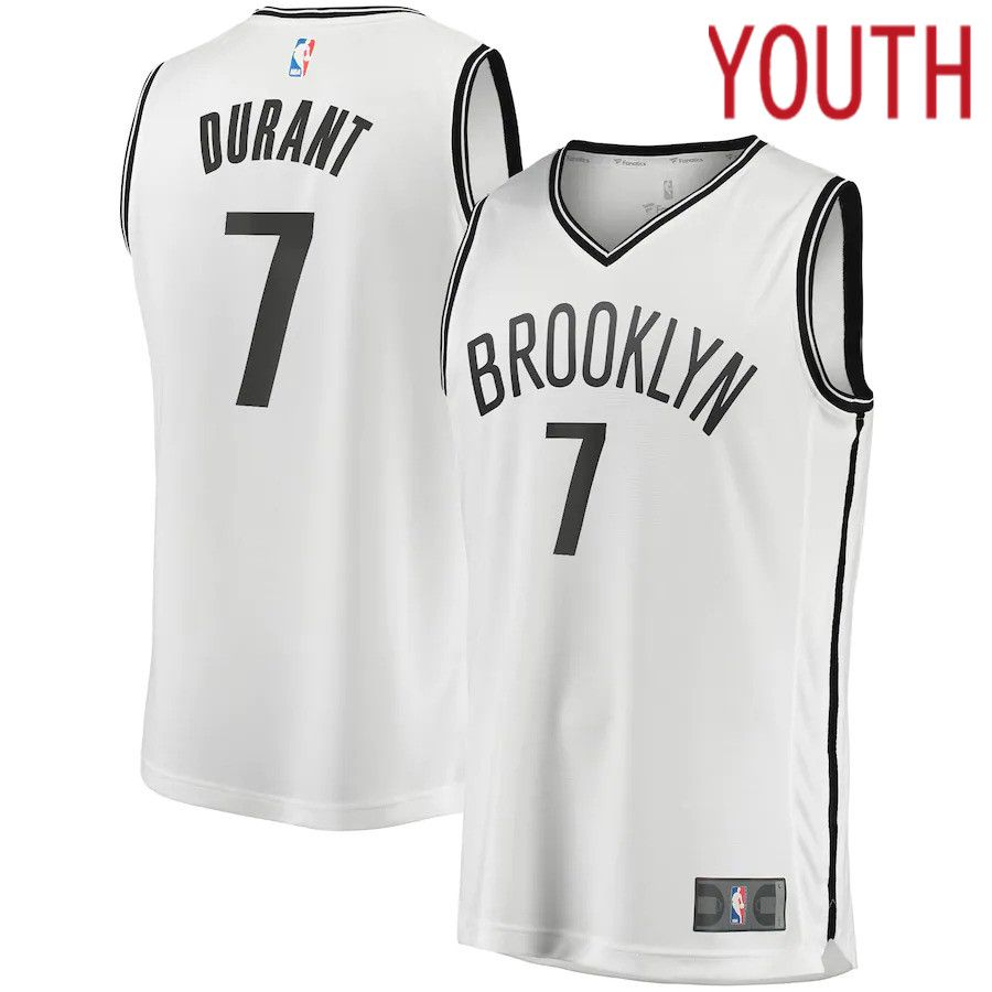 Youth Brooklyn Nets #7 Kevin Durant Fanatics Branded White Fast Break Player NBA Jersey->youth nba jersey->Youth Jersey